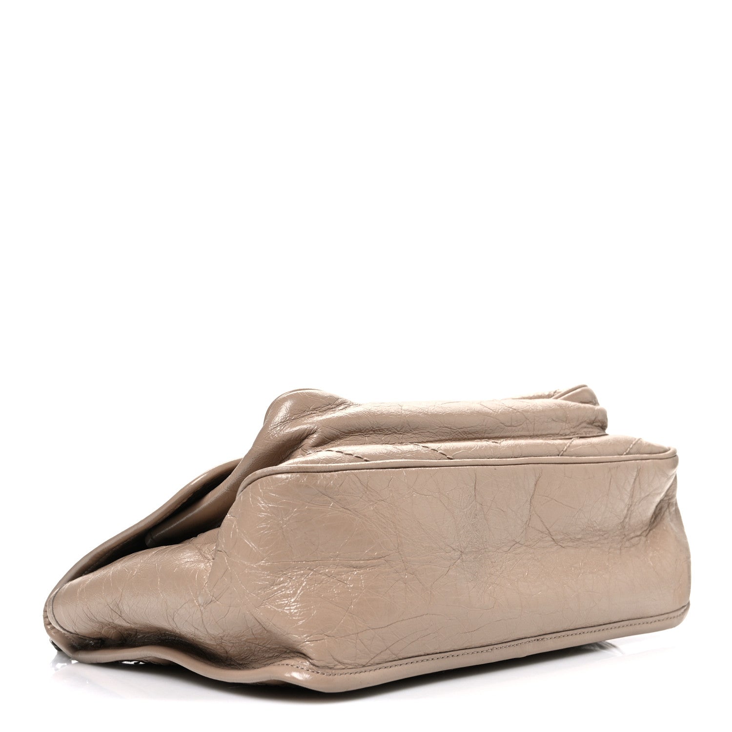 Crinkled Calfskin Matelasse Monogram Medium Niki Chain Satchel Light Taupe