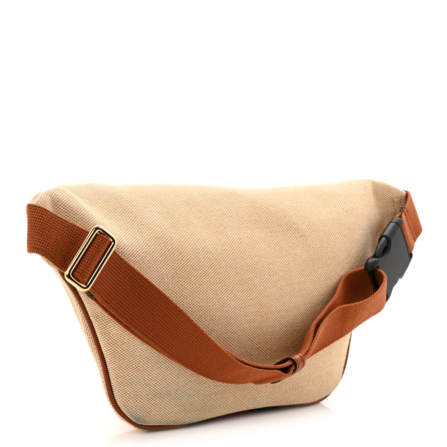 Vintage Canvas Web Belt Bag Sand Cuir