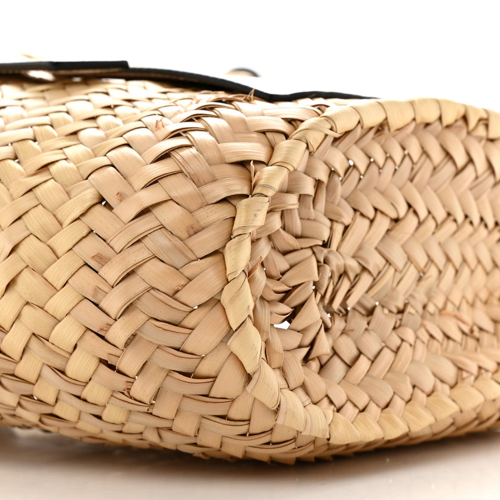 Raffia Mini Basket Tote Bag Natural White