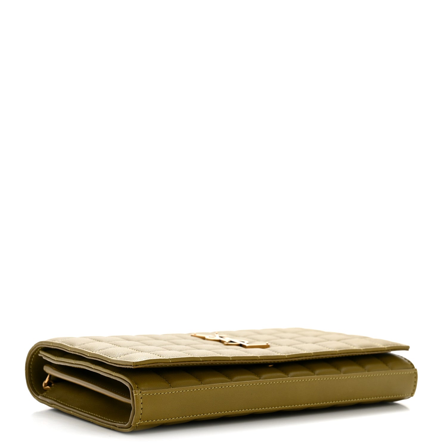 Lambskin Carre Quilted Cassandre Chain Wallet Olive Drab