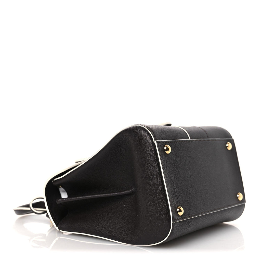 Grained Calfskin Bi-Color Brillant Mini Satchel Black
