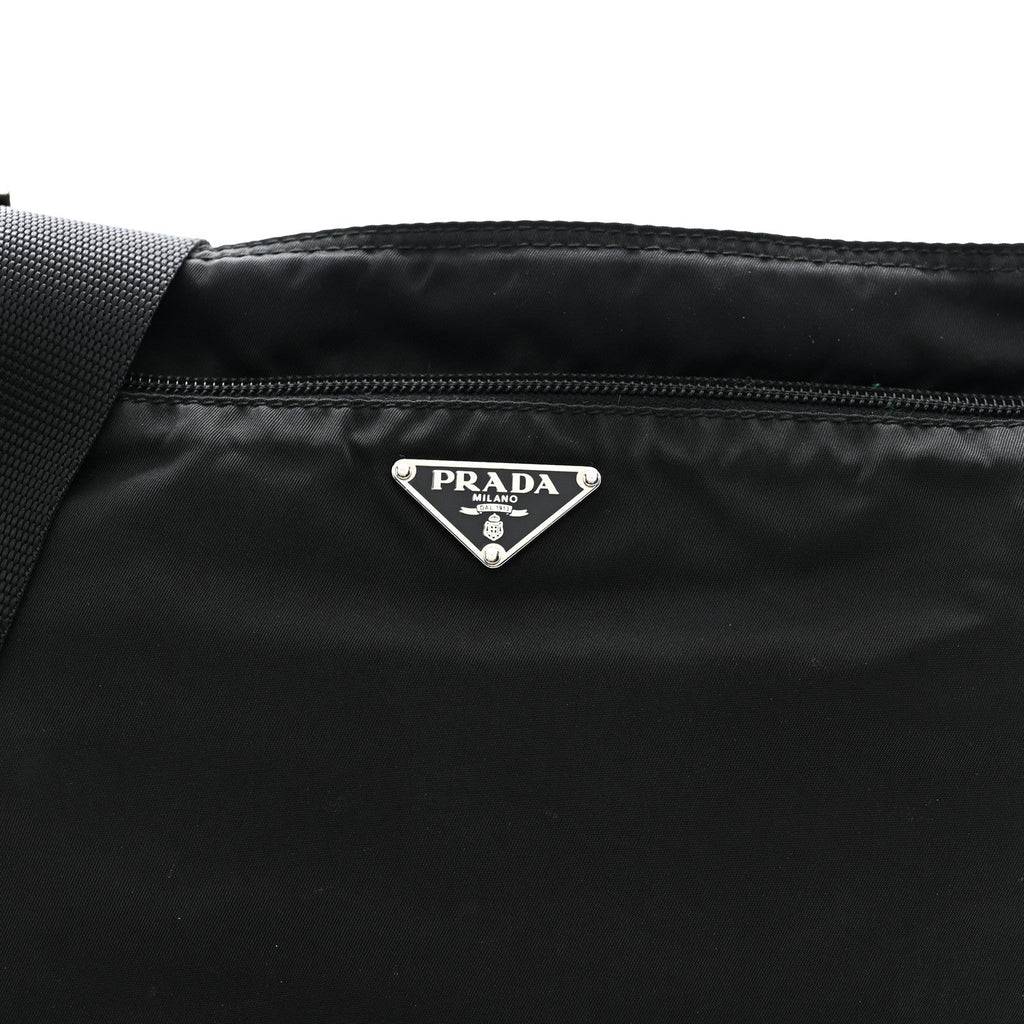 Tessuto Nylon Flat Messenger Bag Black