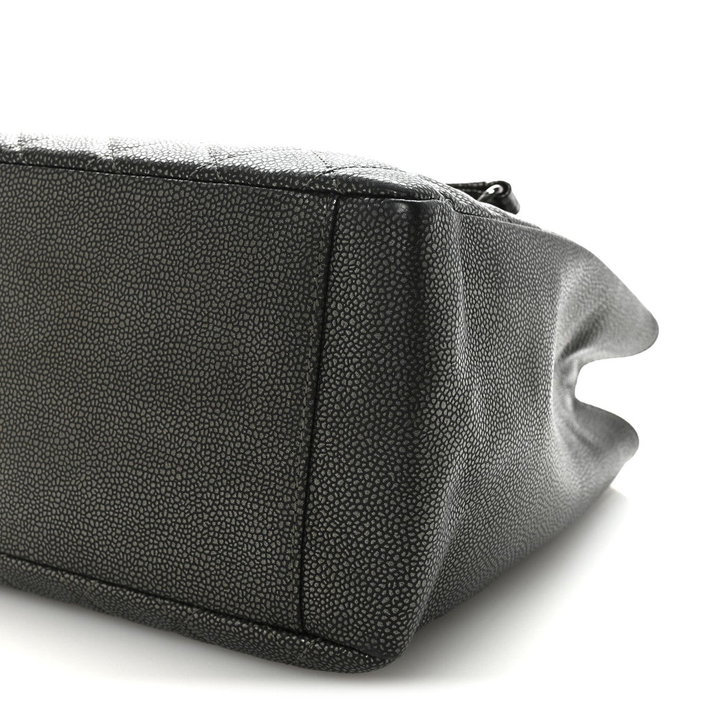 Caviar Quilted Grand Shopping Tote GST Dark Silver