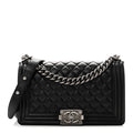Lambskin Quilted Medium Boy Flap Black