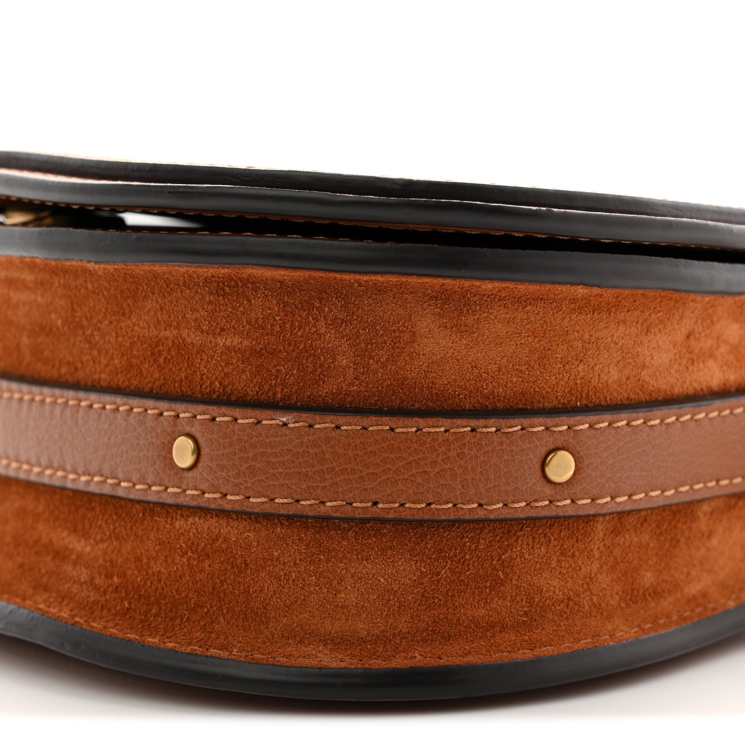 Calfskin Suede Medium Nile Bracelet Bag Caramel
