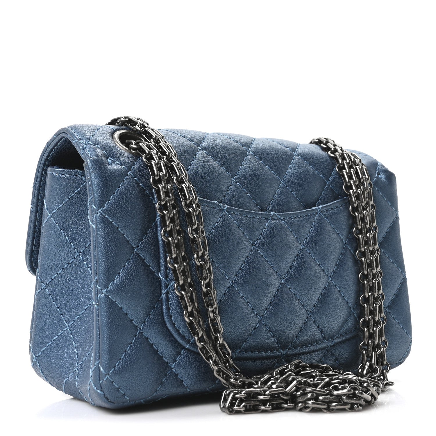 Metallic Sheepskin Quilted 2.55 Reissue Mini Flap Blue