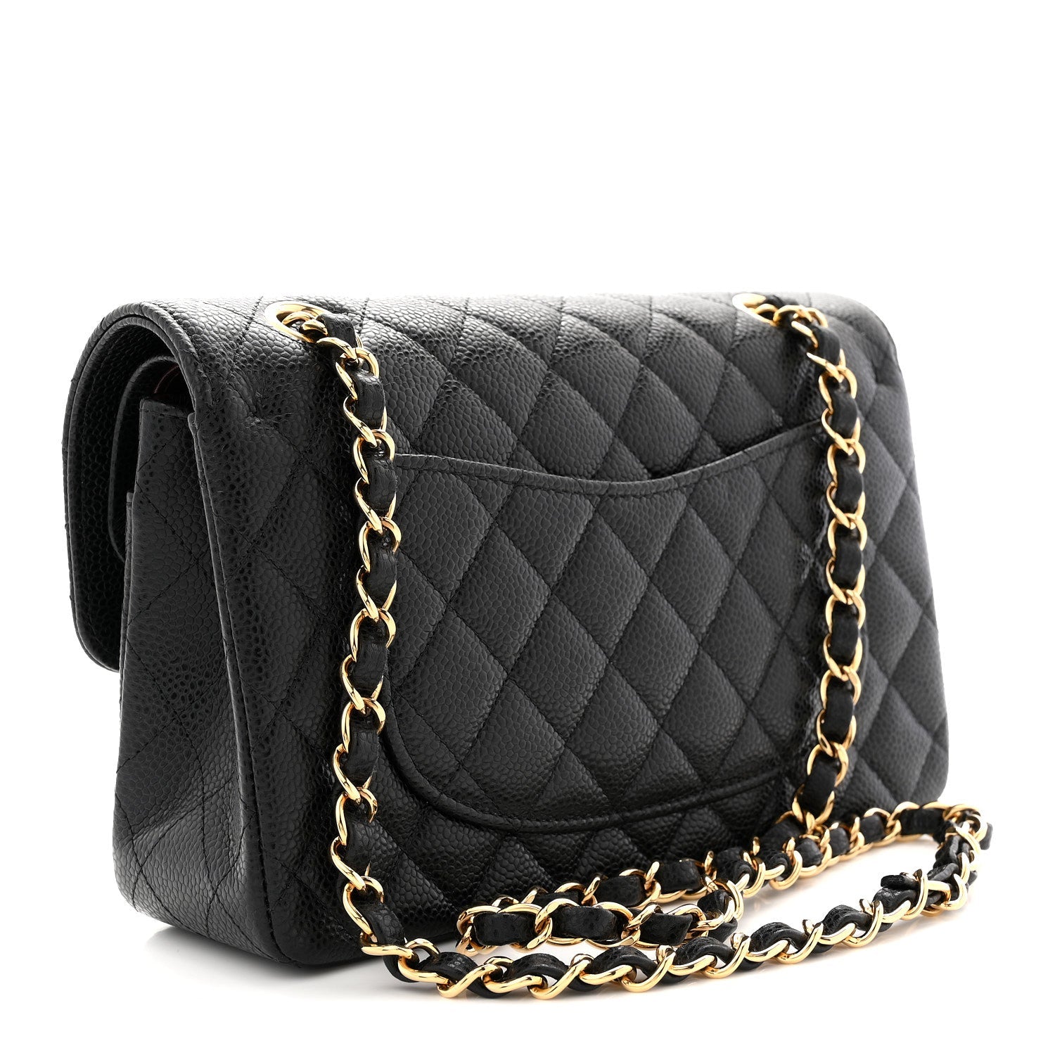 Caviar Quilted Small Double Flap Black