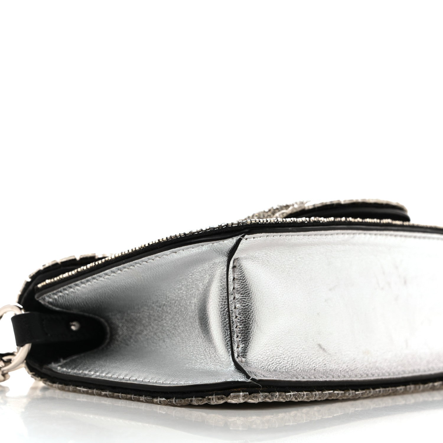 Swarovski Crystal Embroidered Vlogo Small Loco Shoulder Bag Crystal Silver