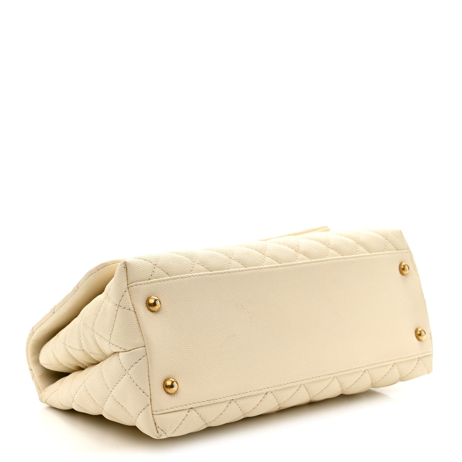 Caviar Quilted Small Coco Handle Flap White