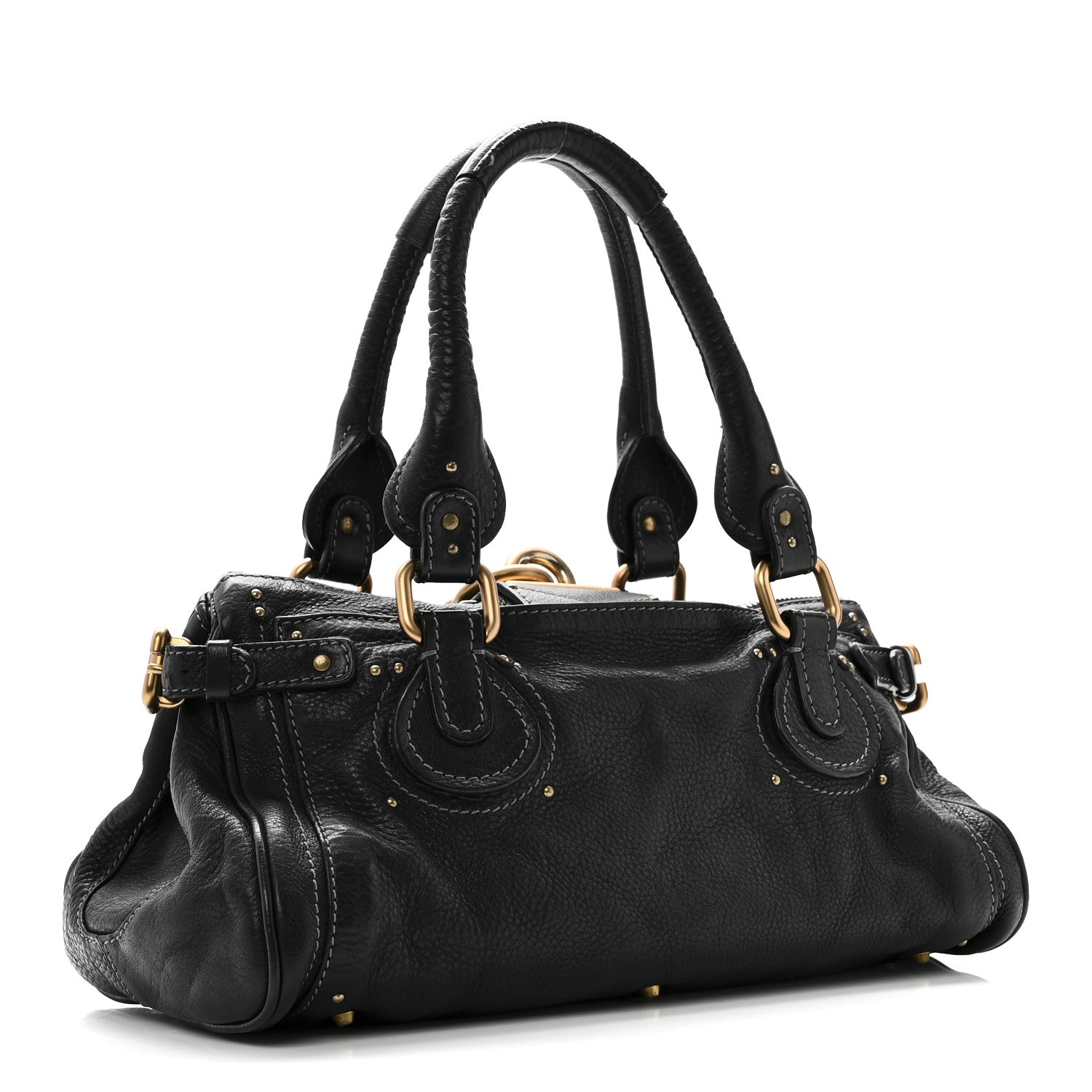 Calfskin Medium Paddington Satchel Black