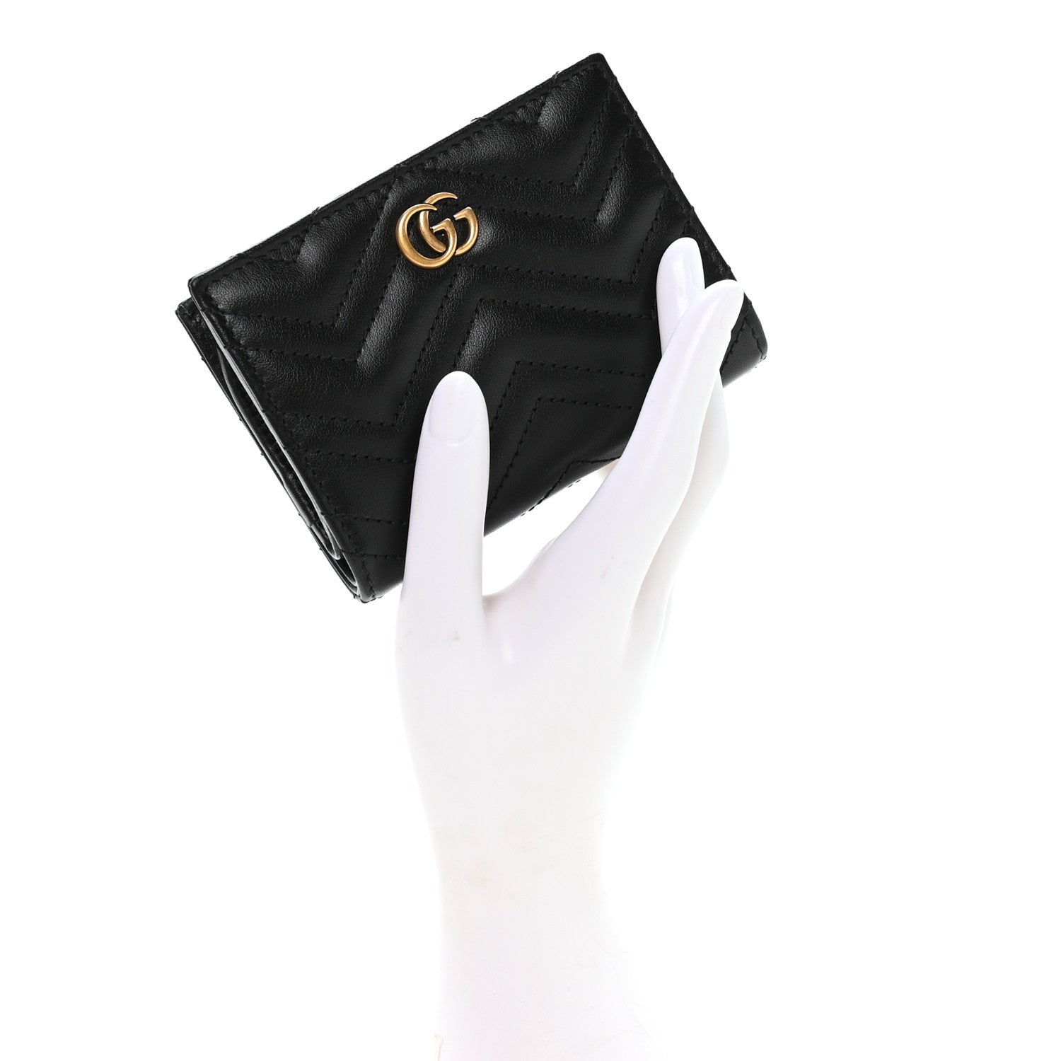 Calfskin Matelasse GG Marmont  Case Wallet Black