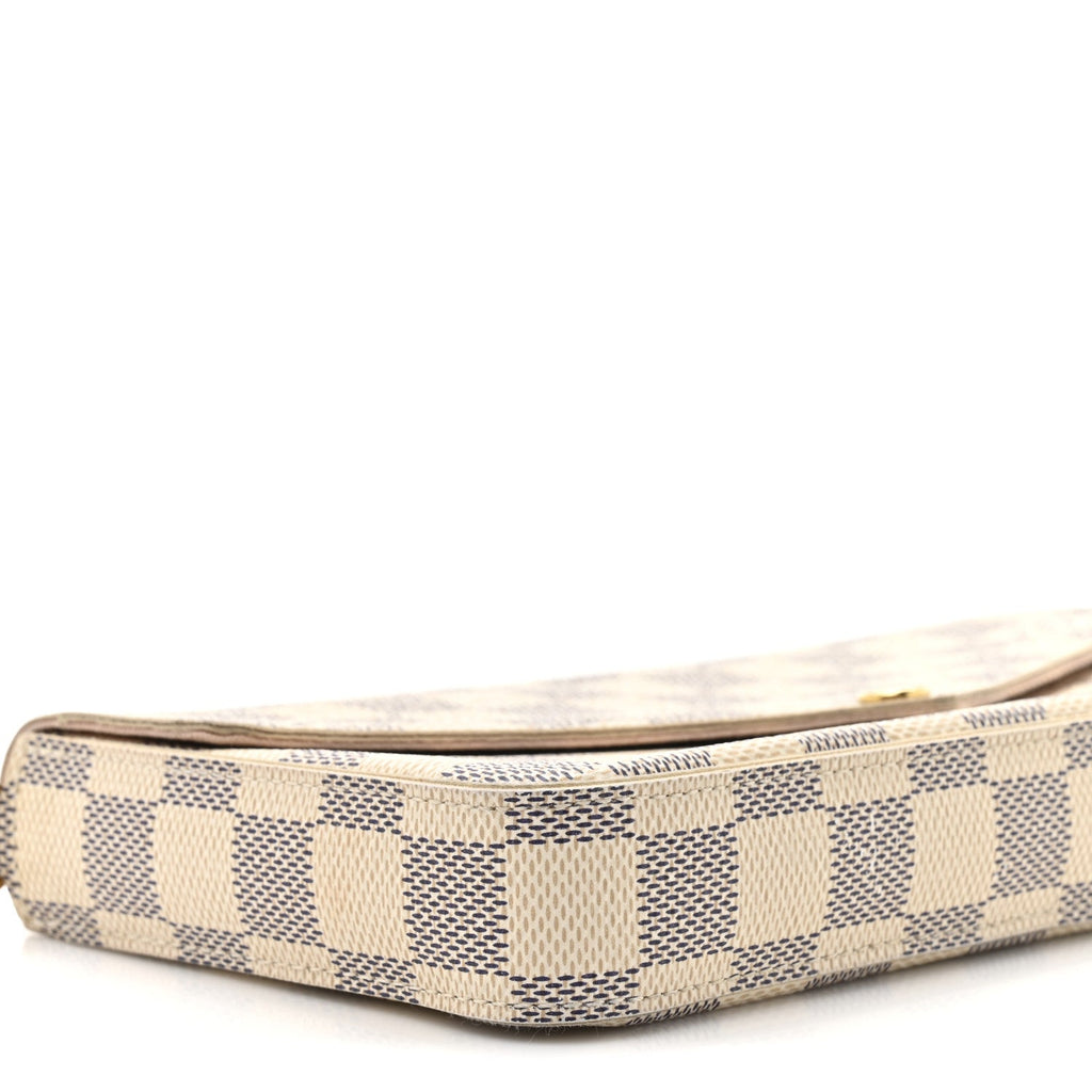 Damier Azur Pochette Felicie Chain Wallet Rose Ballerine