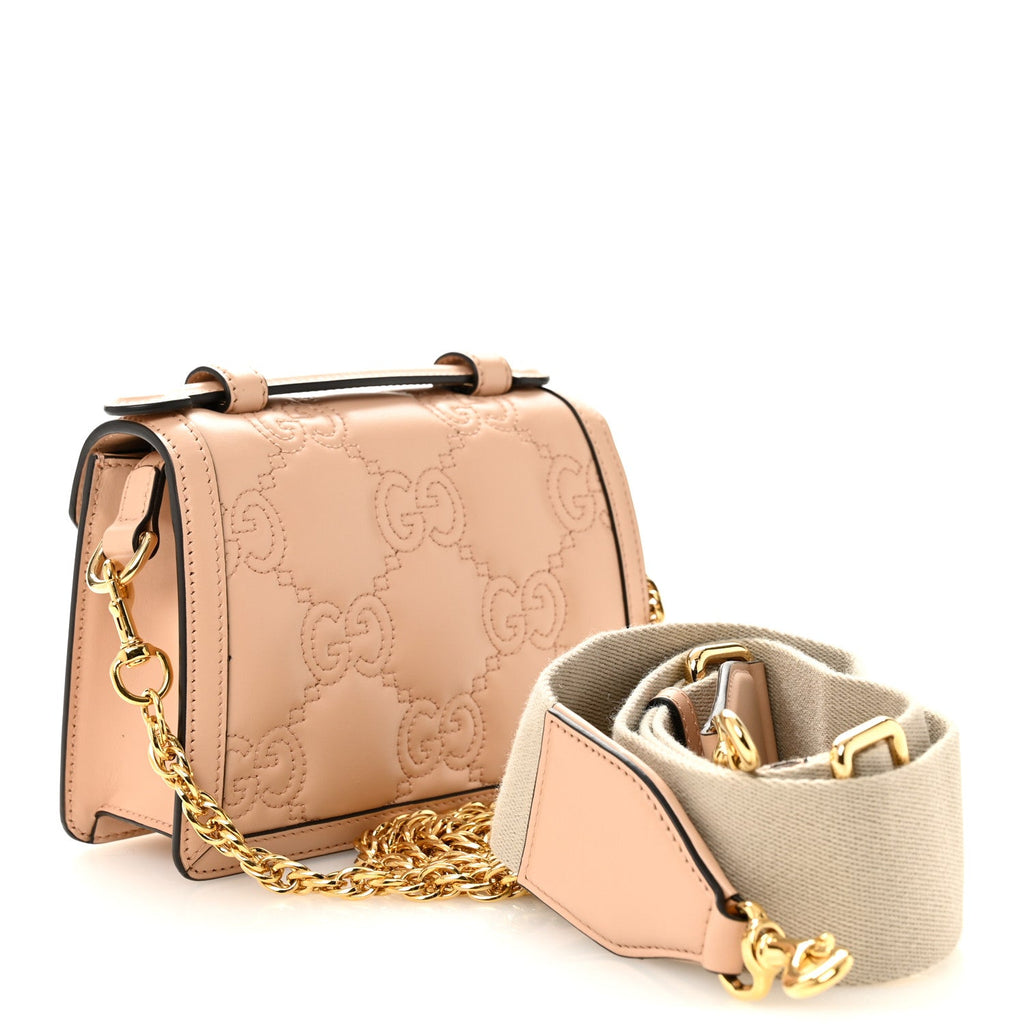 Calfskin GG Matelasse Mini Chain Top Handle Bag Light Pink