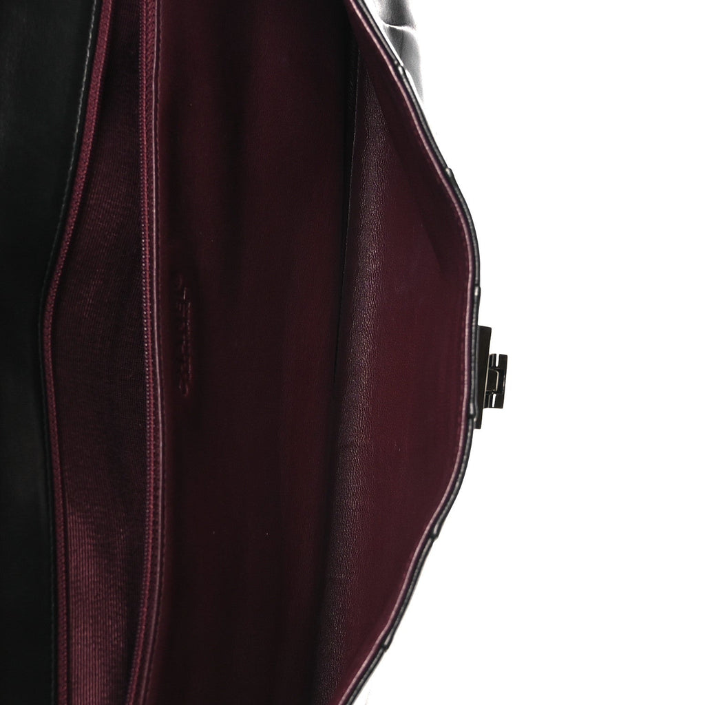 Lambskin Vertical Quilted Clutch Black