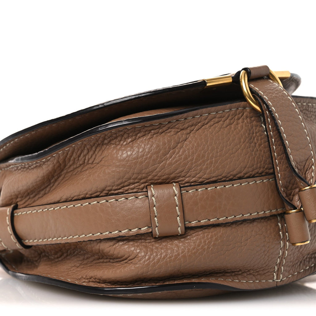 Calfskin Mini Marcie Round Crossbody Bag Nut