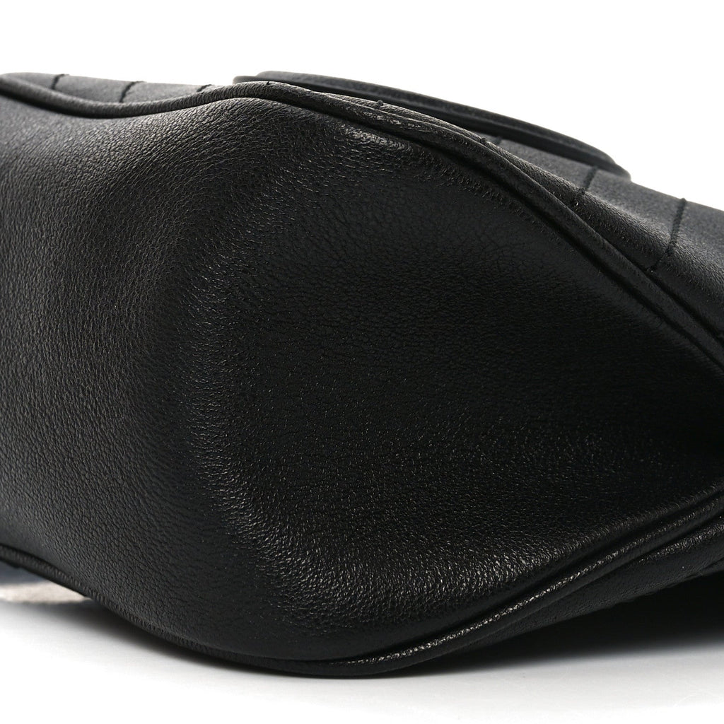 Sakai Be Green Calfskin Diagonal Stitched Mini Blondie Bucket Bag Black