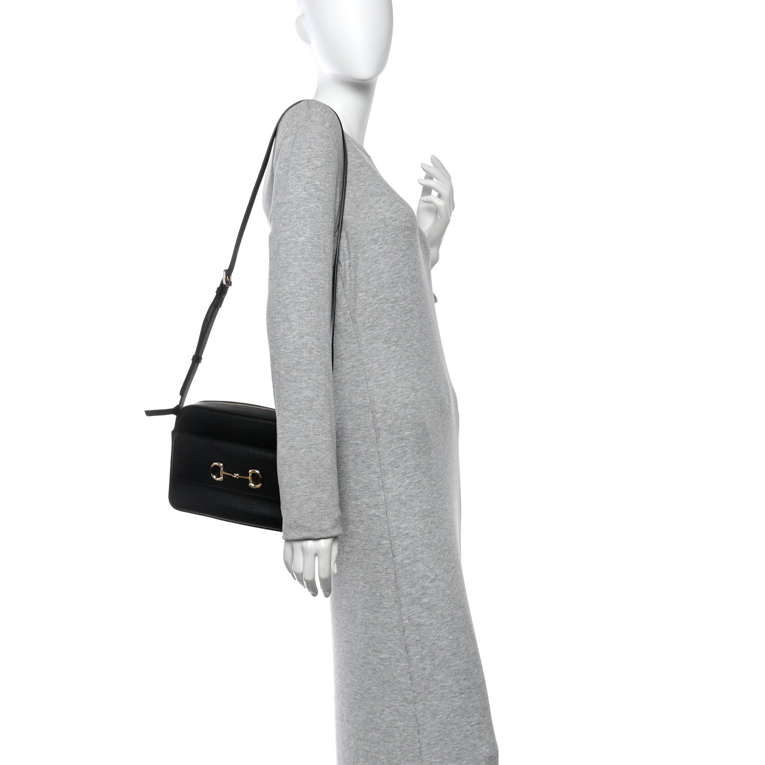 Textured Calfskin Small Horsebit 1955 Shoulder Bag Black