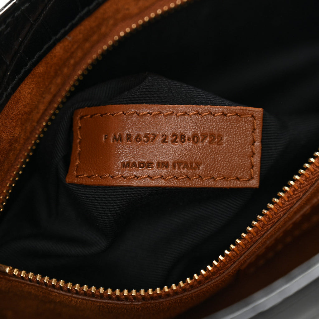 Calfskin Crocodile Embossed LE 5 A 7 Hobo Black