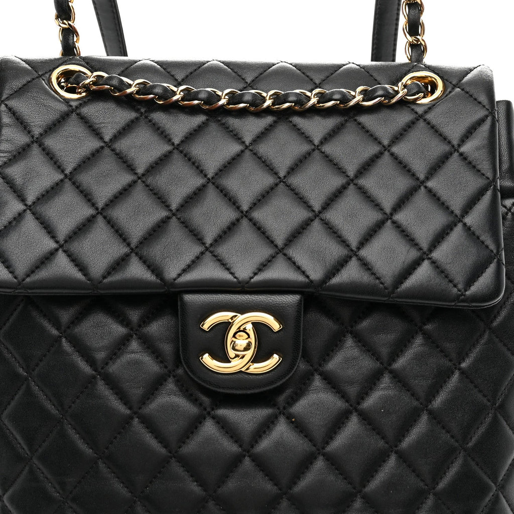 Lambskin Quilted Large Urban Spirit Backpack Black