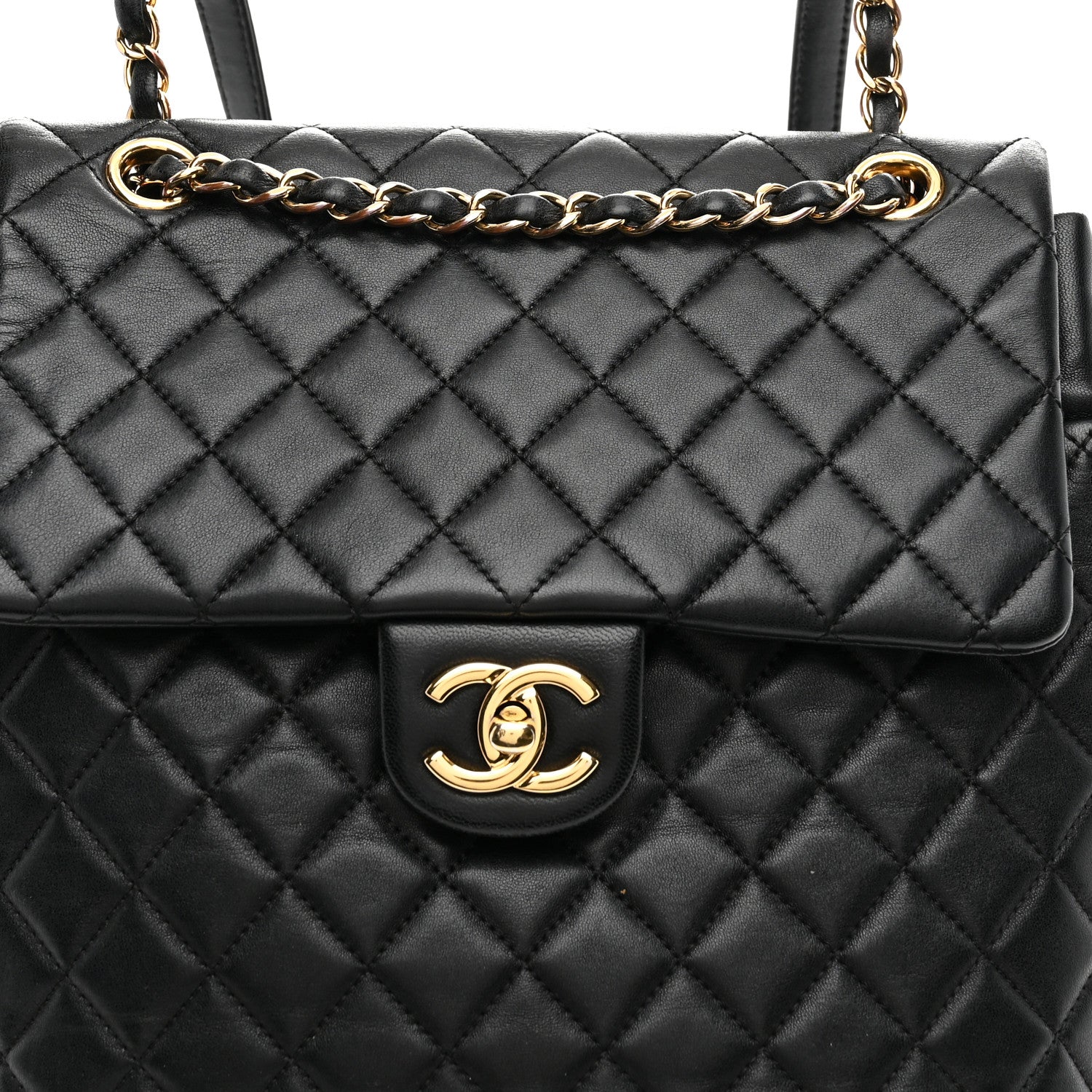 Lambskin Quilted Large Urban Spirit Backpack Black