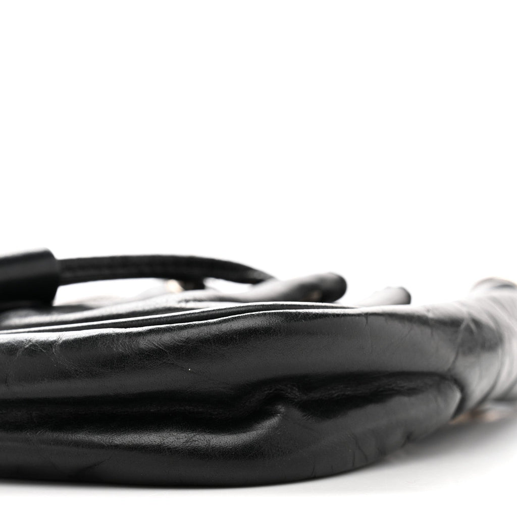 Lambskin Tassel Hobo Black