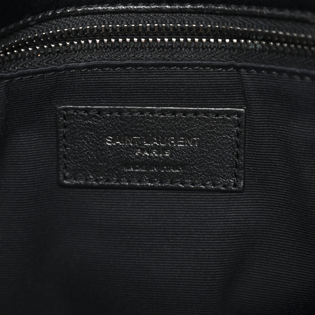 Patent Crocodile Embossed Lambskin Monogram Medium Niki Chain Satchel Black