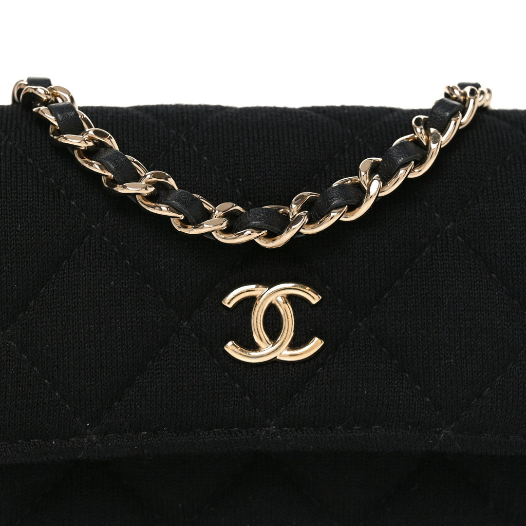 Jersey Quilted Micro Mini Flap Black