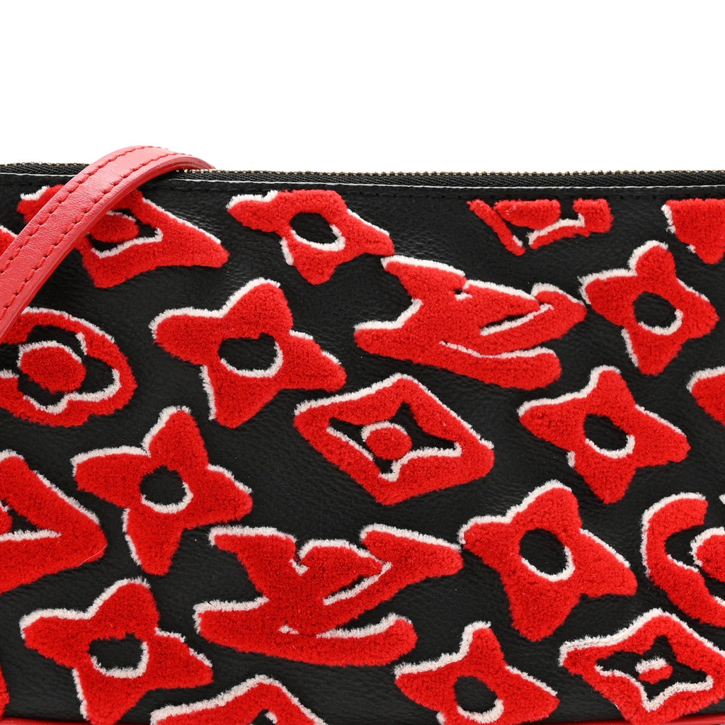 X UF Tufted Monogram Pochette Accessories Black Red