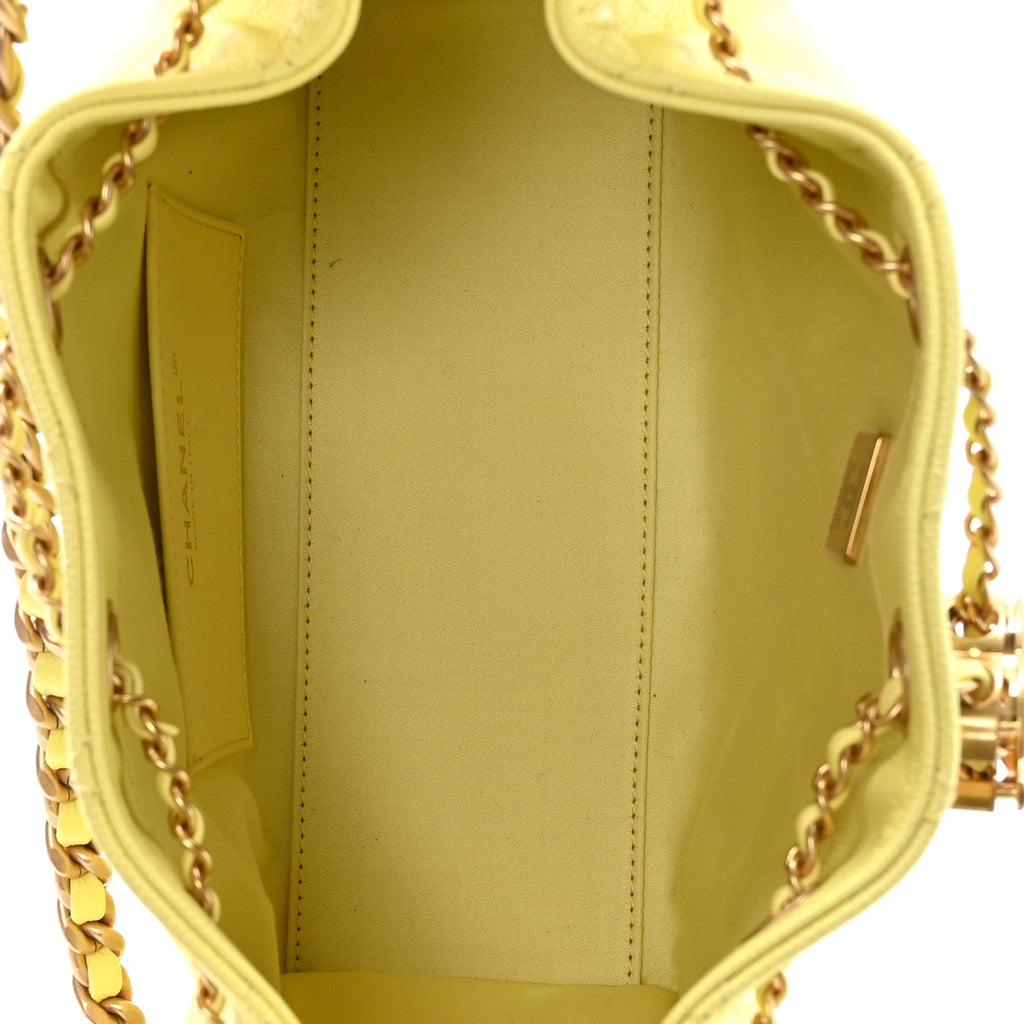Caviar Quilted Mini Chanel 25 Handbag Light Yellow