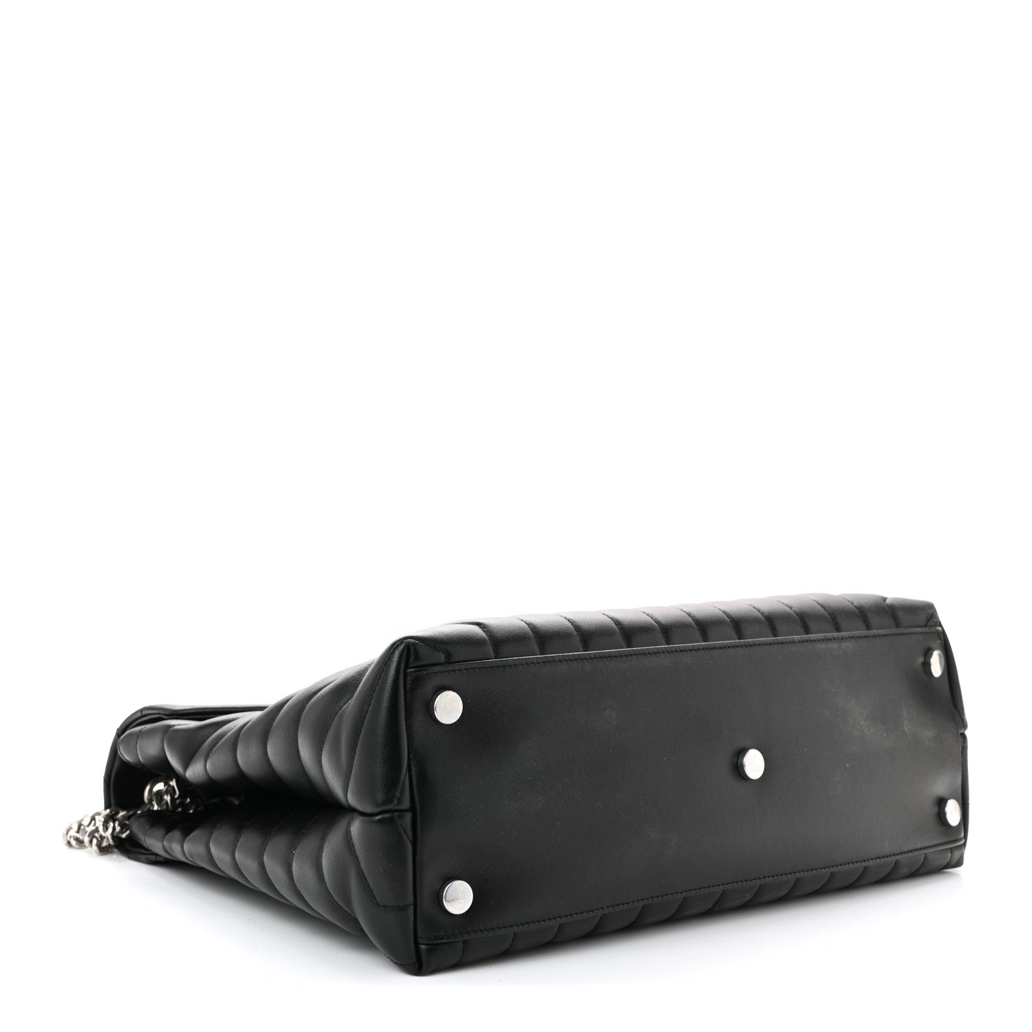 Calfskin Y Quilted Monogram Large Loulou Chain Satchel Black