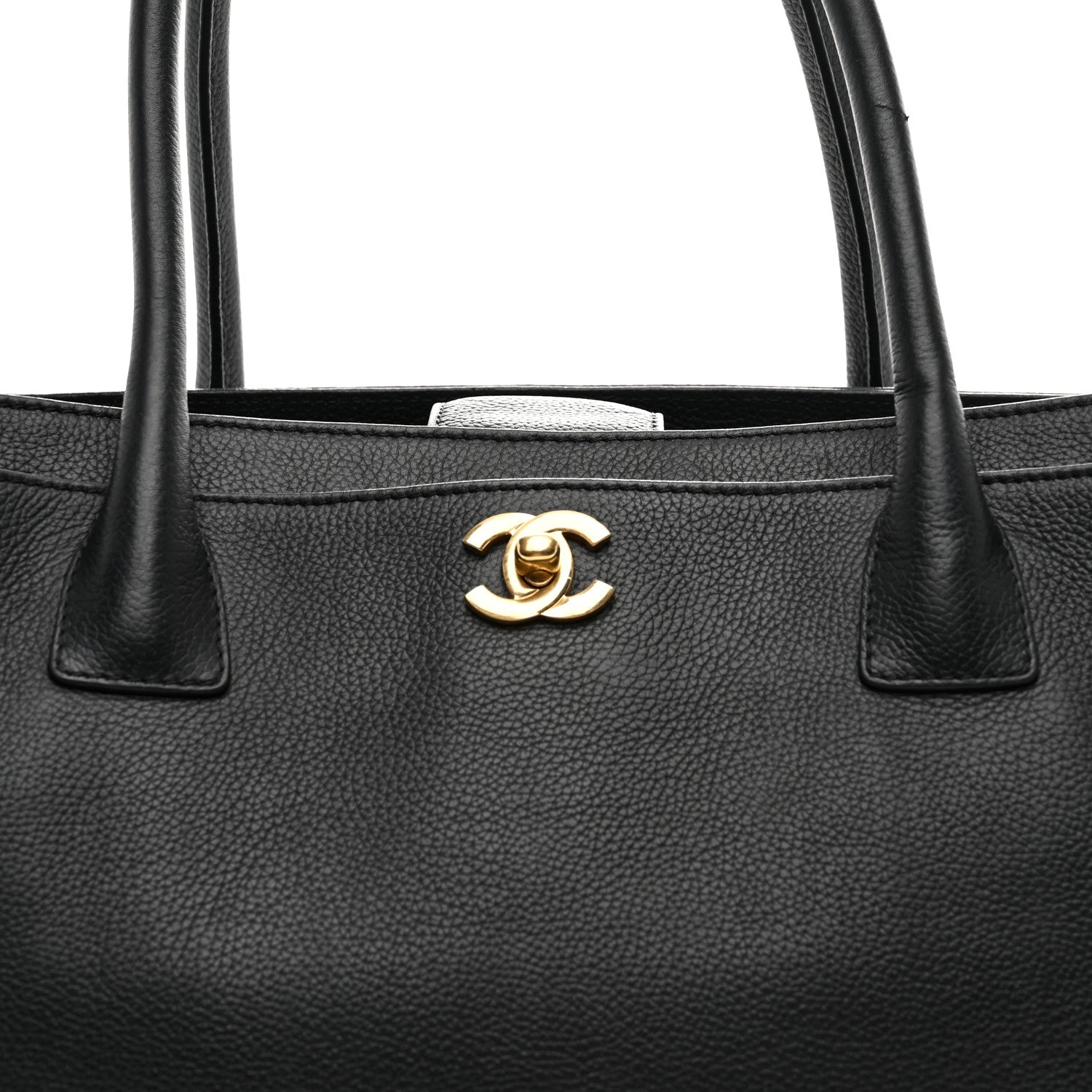 Calfskin Cerf Executive Shopper Tote Black