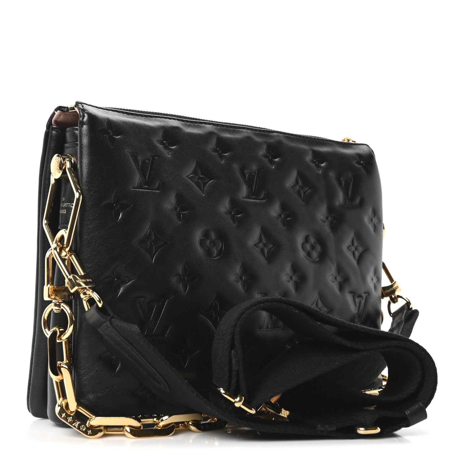 Lambskin Embossed Monogram Coussin PM Black