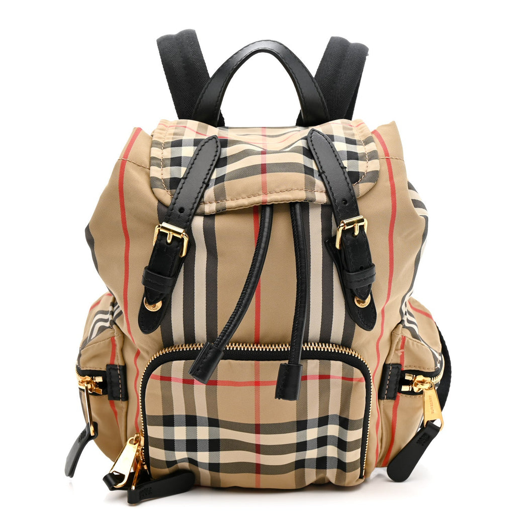Nylon Vintage Check Medium Rucksack Backpack Antique Yellow