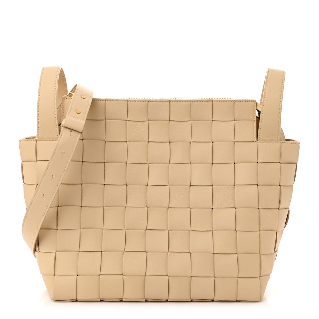 Lambskin Maxi Intrecciato Bowling Cassette Shoulder Bag Porridge