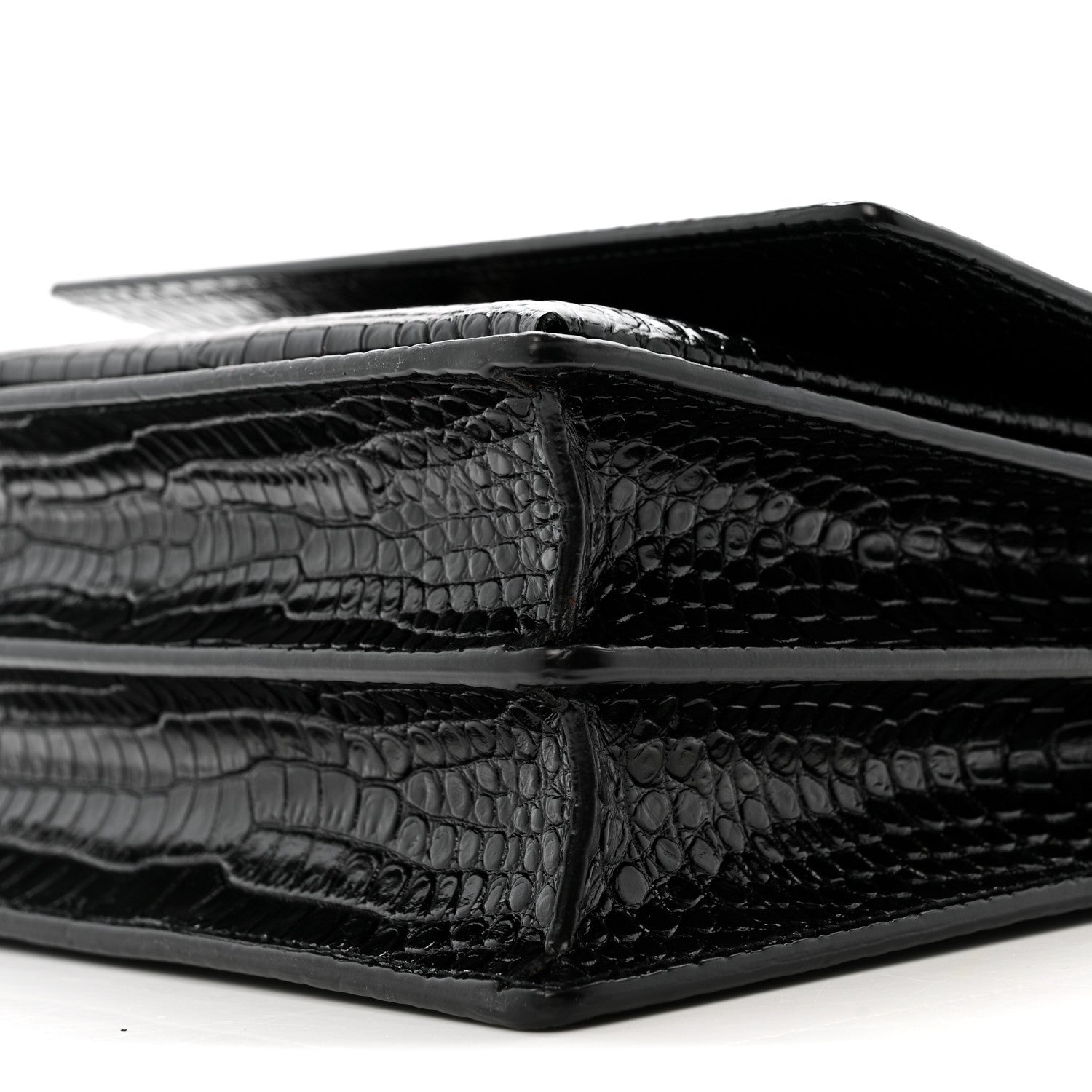 Calfskin Crocodile Embossed Medium Monogram Sunset Black