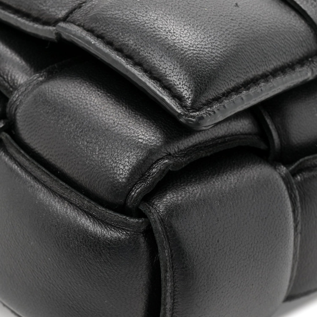 Lambskin Maxi Intreccio Padded Chain Cassette Crossbody Bag Black