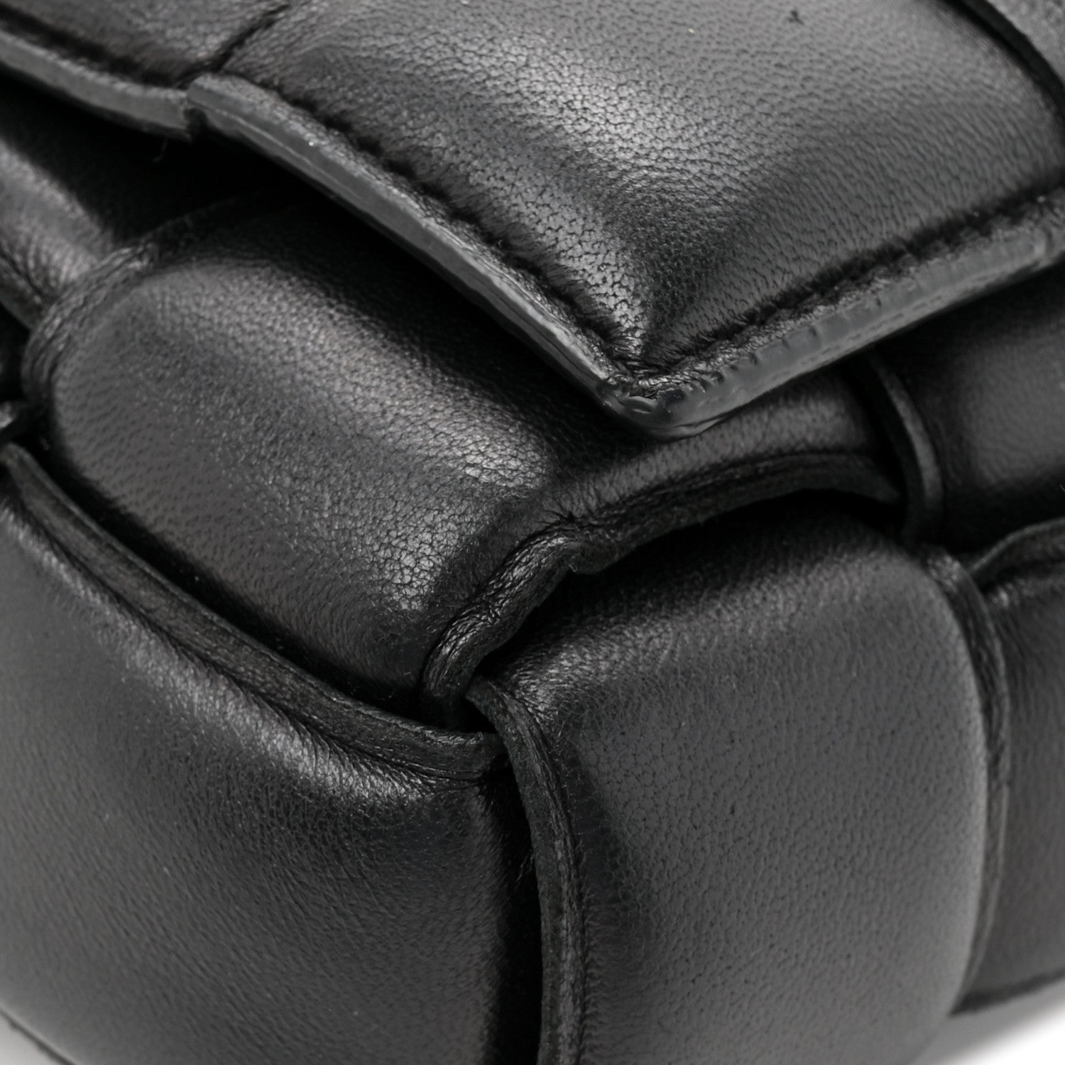 Lambskin Maxi Intreccio Padded Chain Cassette Crossbody Bag Black