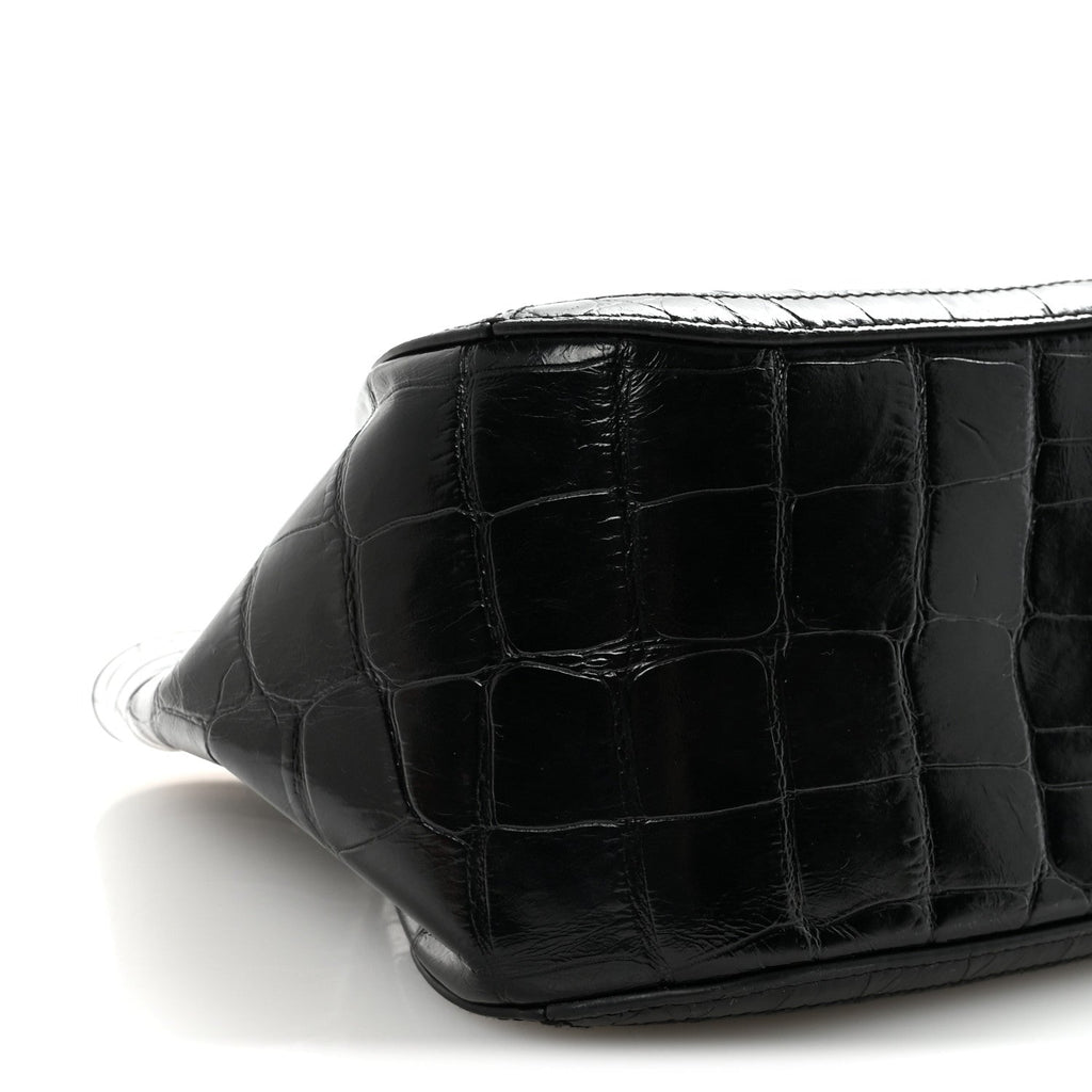 Calfskin Crocodile Embossed Small Greca Goddess Shoulder Bag