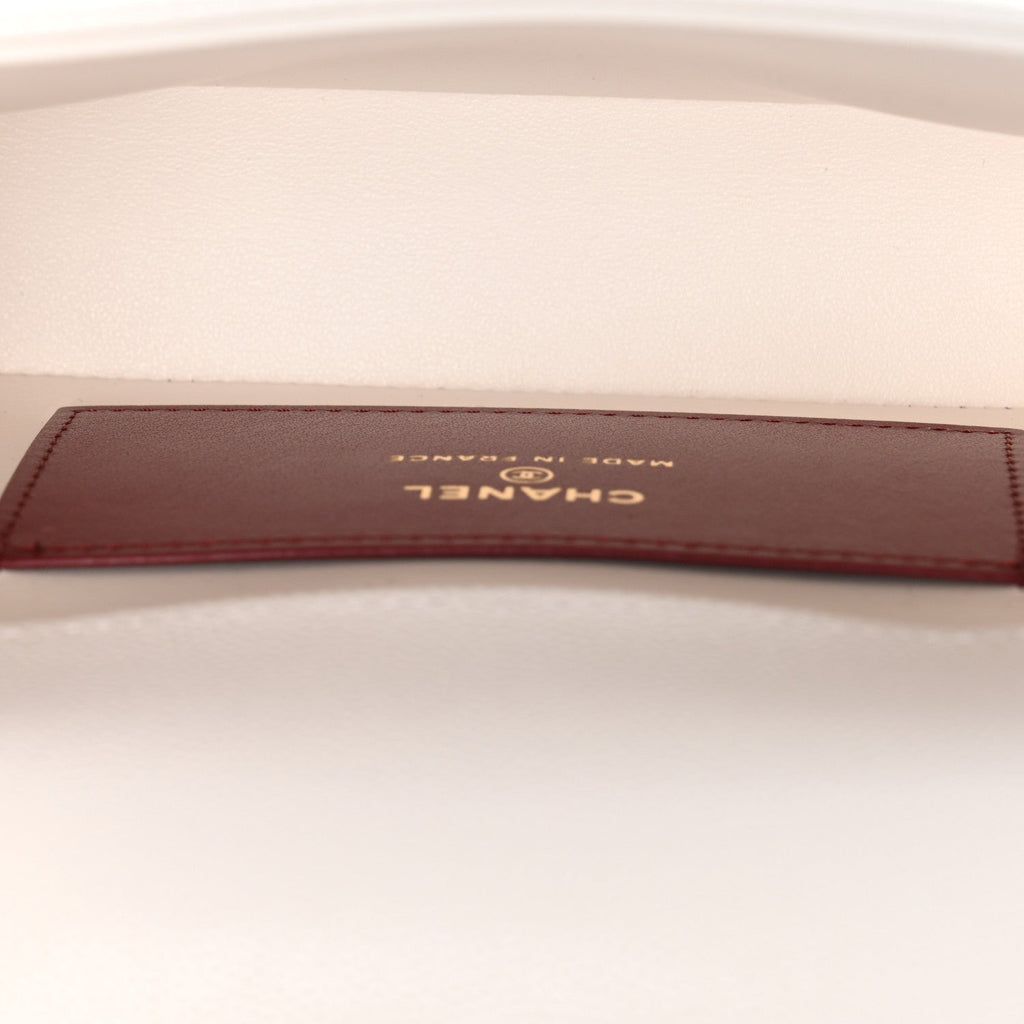 Shiny Caviar Mini Preppy Coco Shoulder Bag White