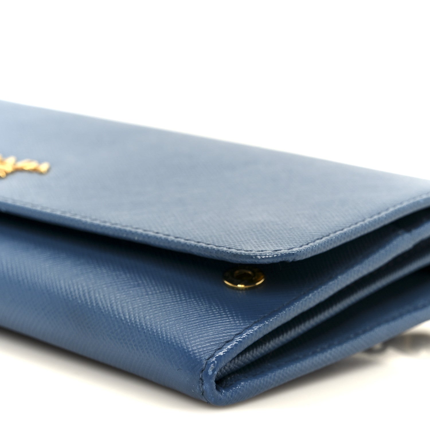 Saffiano Metal Oro Chain Wallet Cobalto