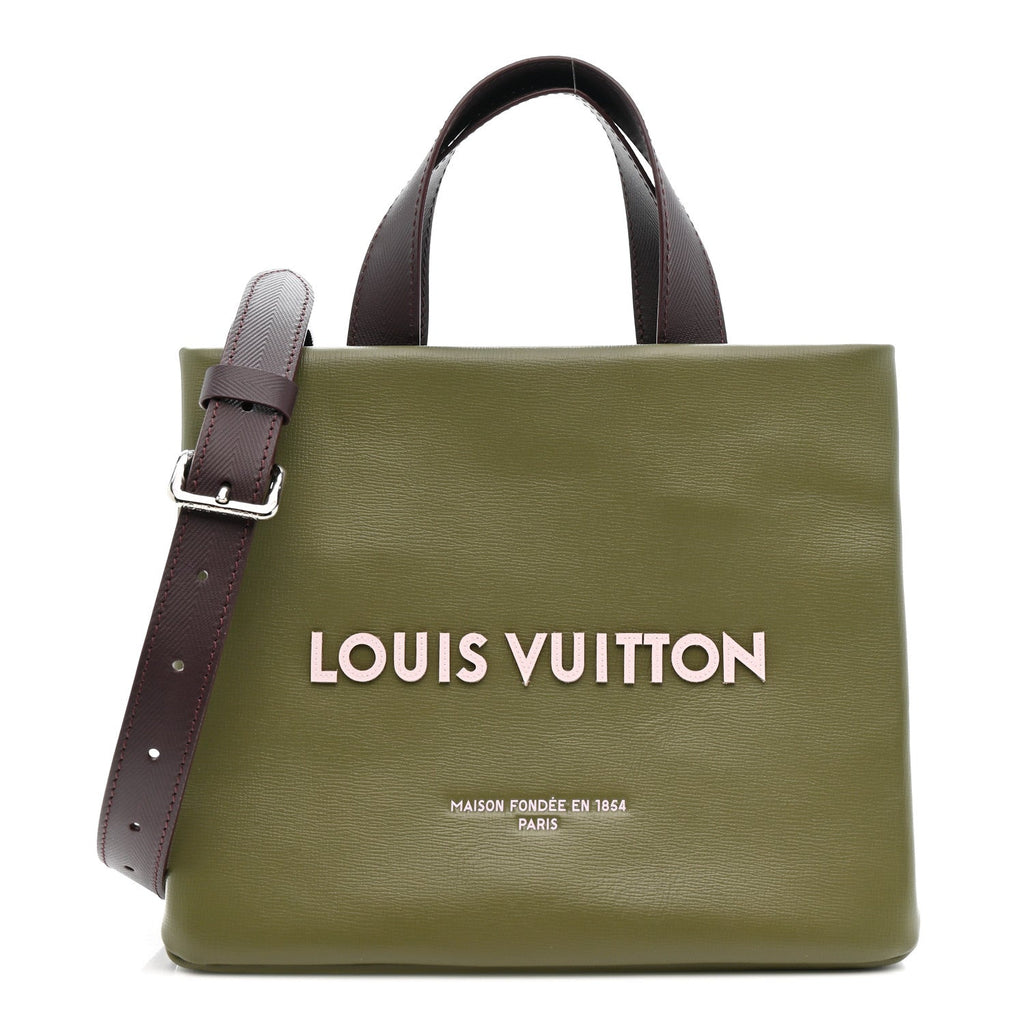 Calfskin Mini Shopper Tote Khaki Green