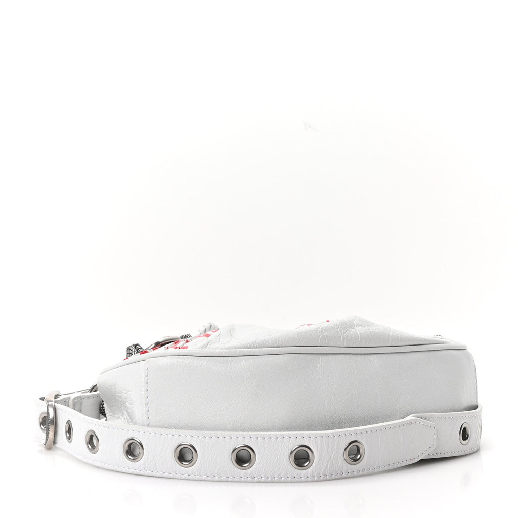 Agneau Arena Lunar New Year Graffiti Logo Le Cagole Shoulder Bag XS Optic White