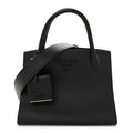 Saffiano Cuir Calfskin Small Monochrome Top Handle Tote Black