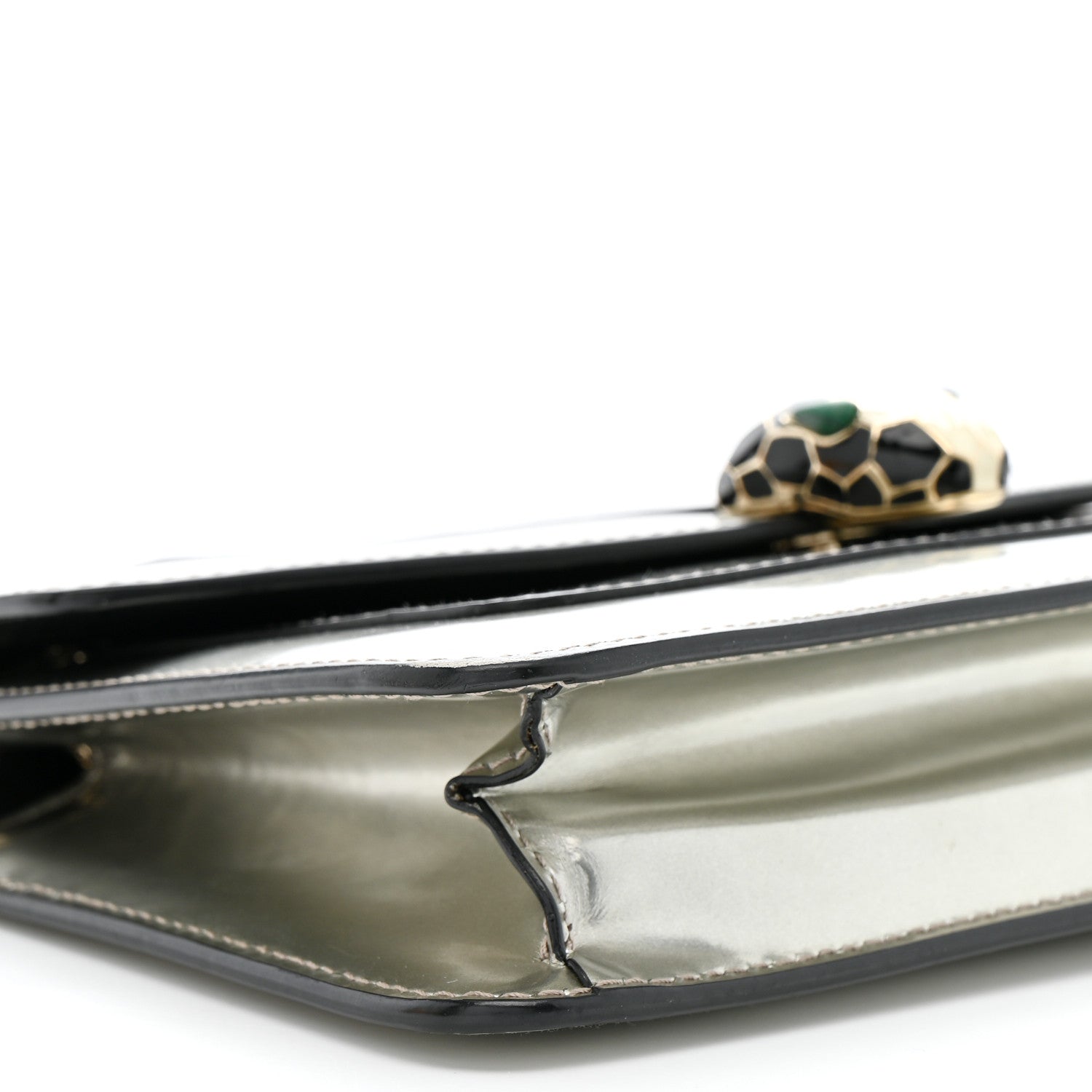 Metallic Calfskin Serpenti Forever Small Shoulder Bag Silver