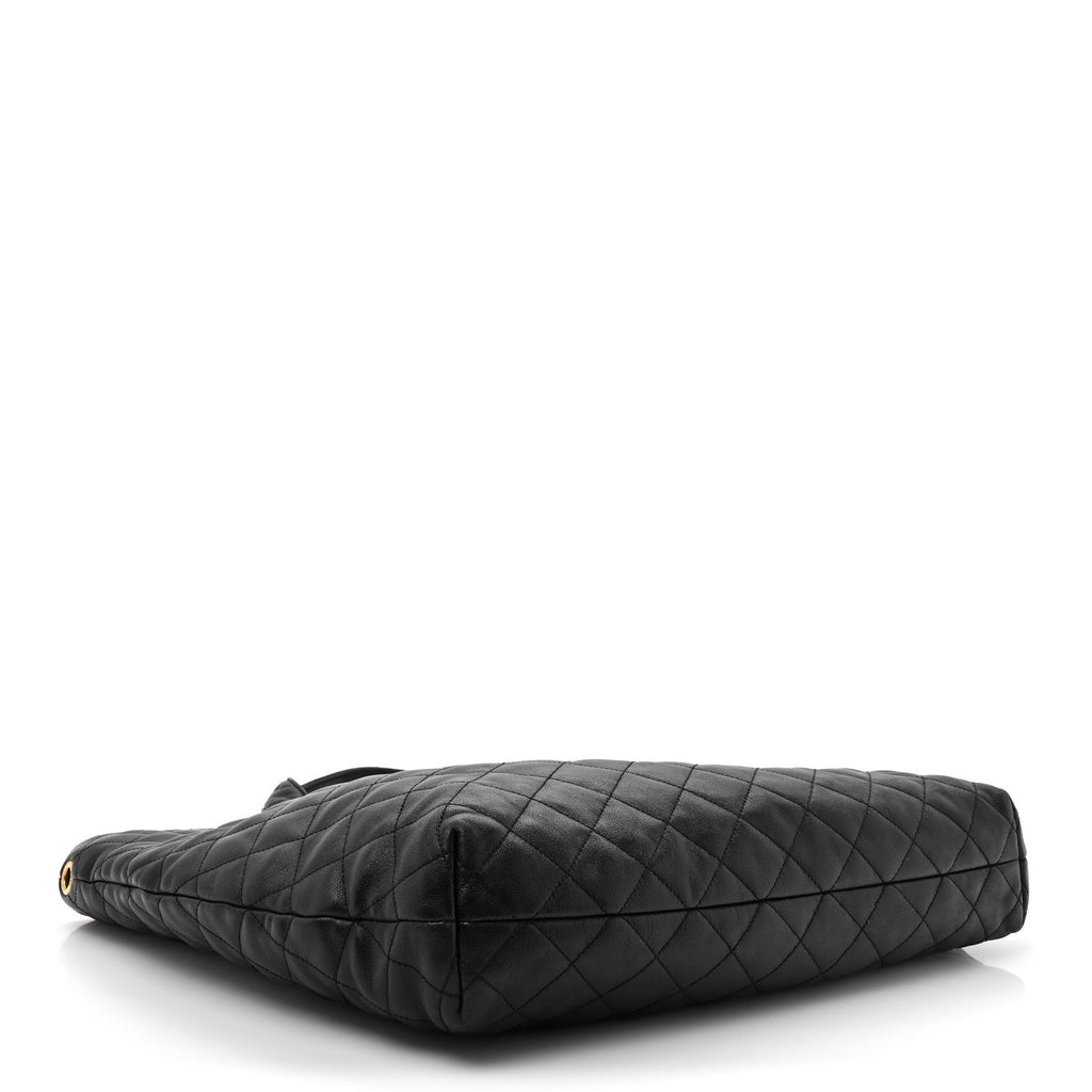 Lambskin Quilted Maxi Icare Shopping Tote Black