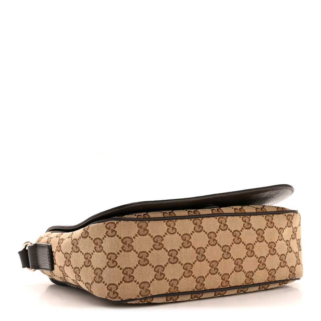 Monogram Flap Messenger Bag Beige Dark Brown