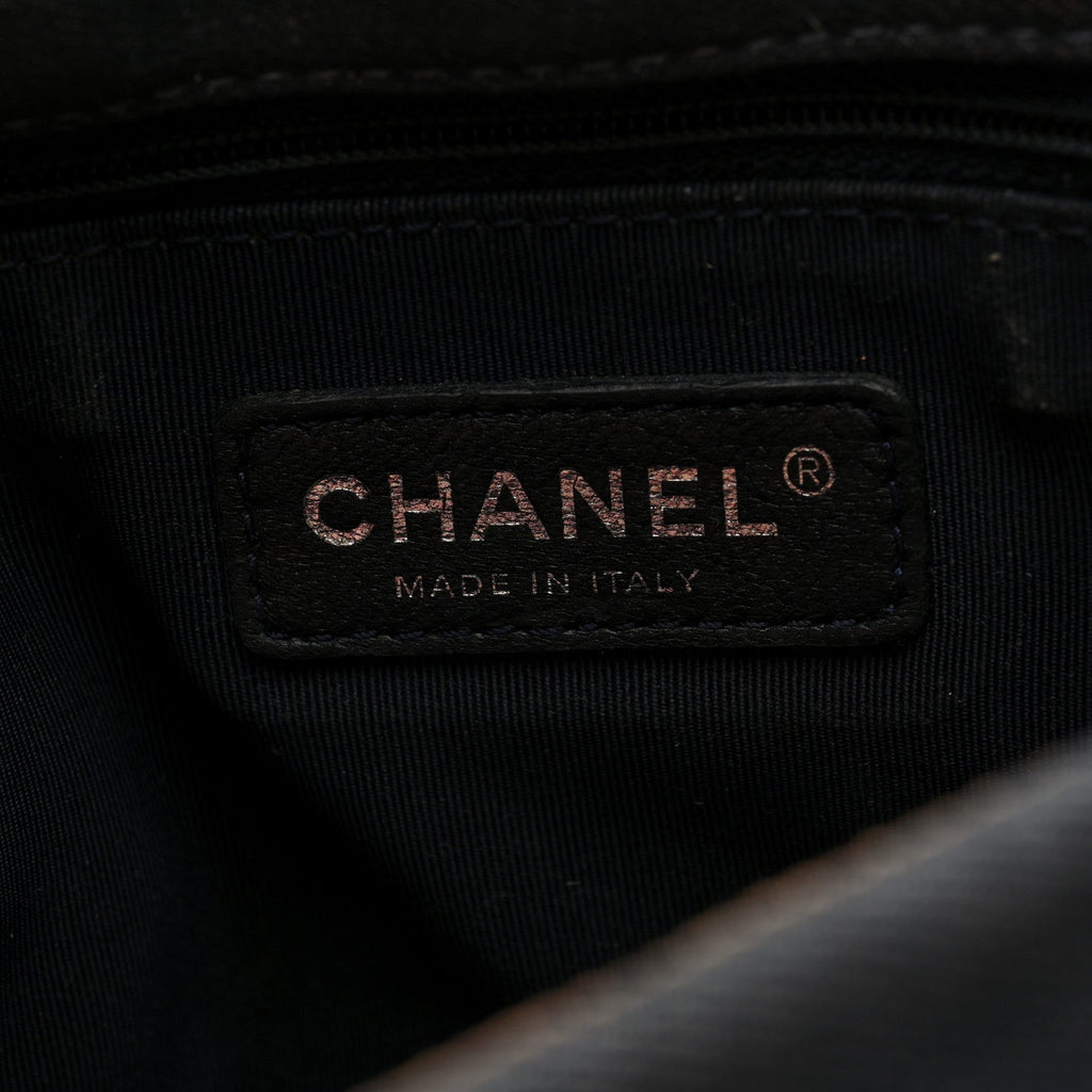 Denim Pleated Denim Turtle Flap Dark Blue