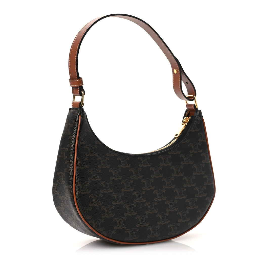 Triomphe Canvas Calfskin Ava Shoulder Bag Tan