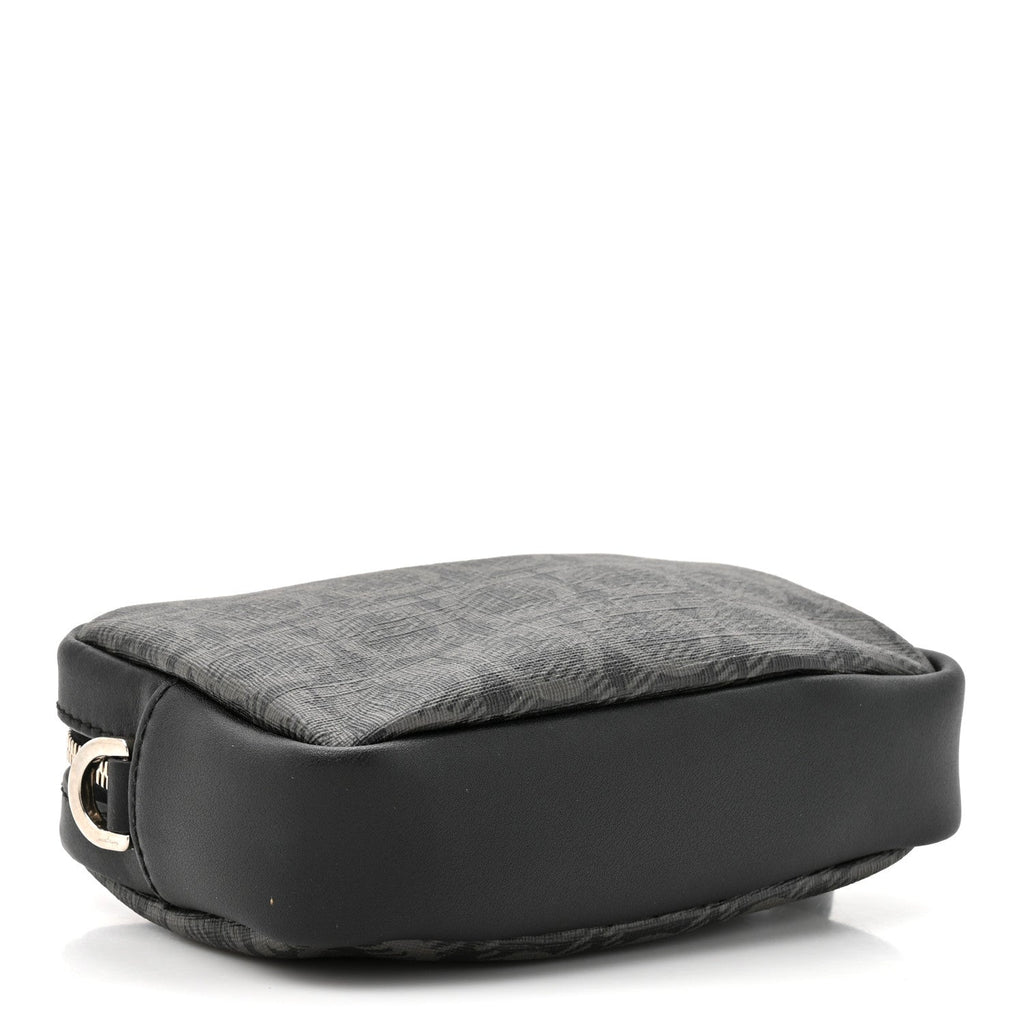 Gancini Monogram Calfskin Multi-Pouch Travel Belt Bag Black Grey