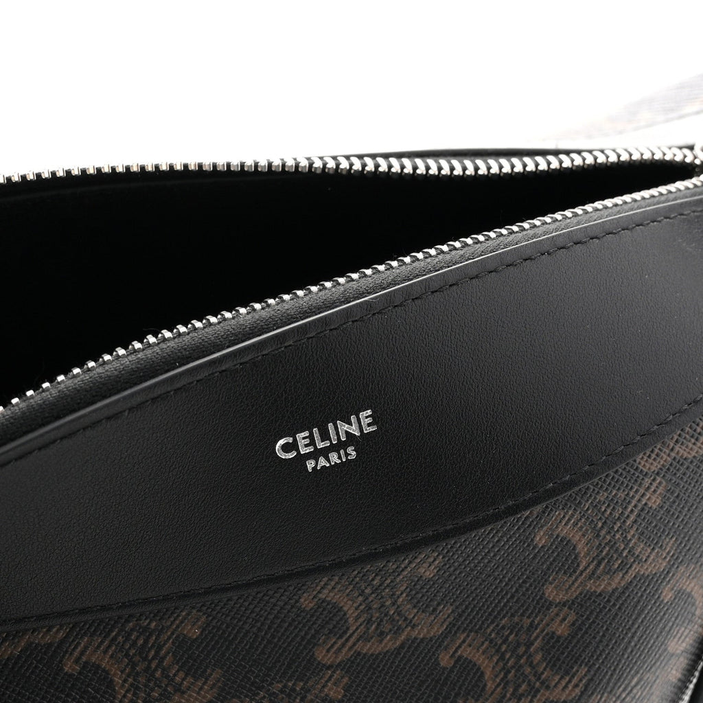 Triomphe Canvas Calfskin Harry Crossbody Bag Black